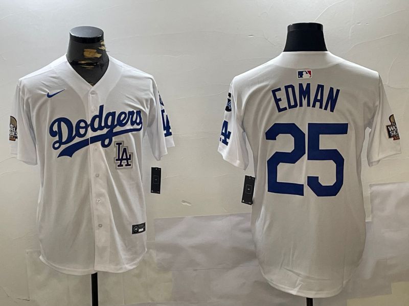 Men Los Angeles Dodgers #25 Edman White Game 2024 Nike MLB Jersey style 112011